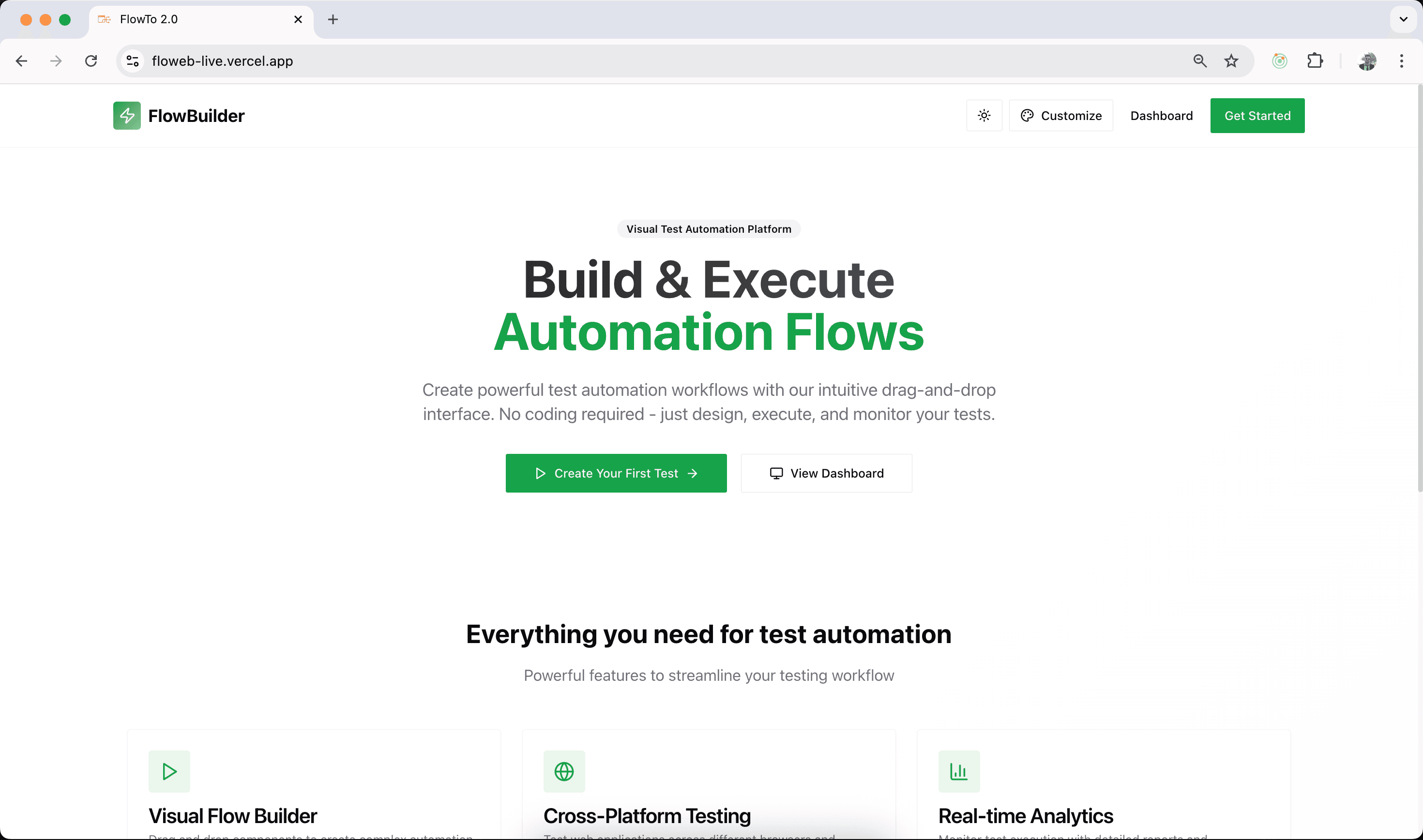 Flowto 2.0 Landing Page Light